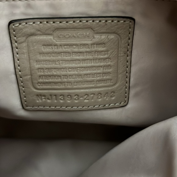 🏆COACH Phoebe Pearlescent Khaki Logo Fabric Embossed Leather Trim - Picture 9 of 11